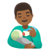 man feeding baby, medium-dark skin tone